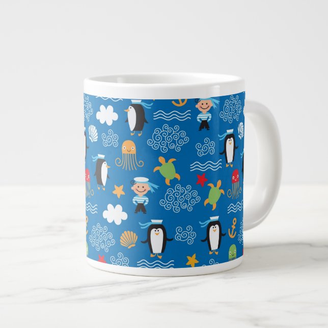 pattern with sea theme giant coffee mug (Front Right)