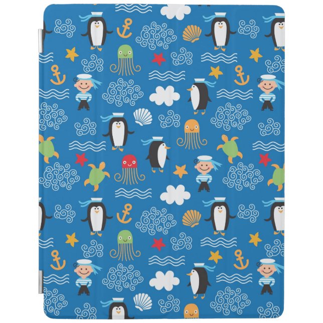 pattern with sea theme iPad smart cover (Front)
