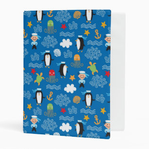 pattern with sea theme mini binder