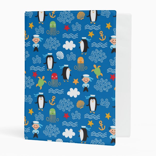 pattern with sea theme mini binder (Front/Inside)