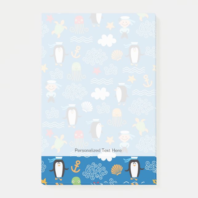 pattern with sea theme post-it notes (Front)