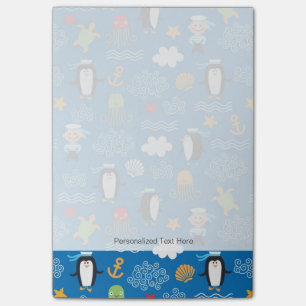 pattern with sea theme post-it notes