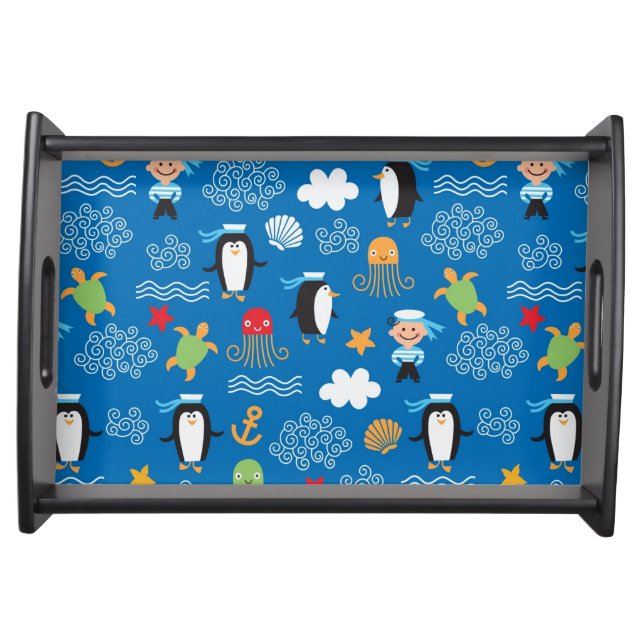 pattern with sea theme serving tray (Front)