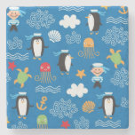 pattern with sea theme stone coaster