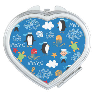 pattern with sea theme vanity mirror