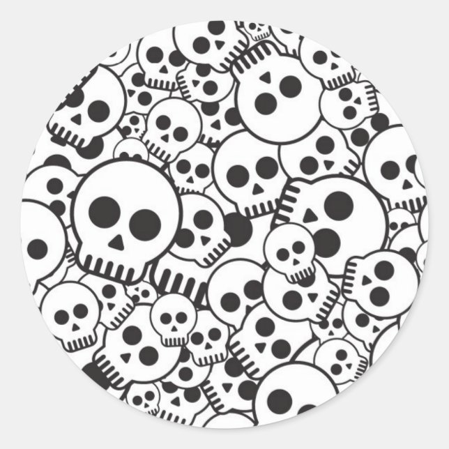 Pattern with skulls classic round sticker (Front)
