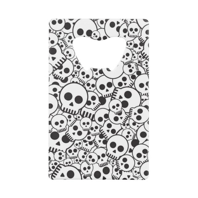 Pattern with skulls credit card bottle opener (Front)