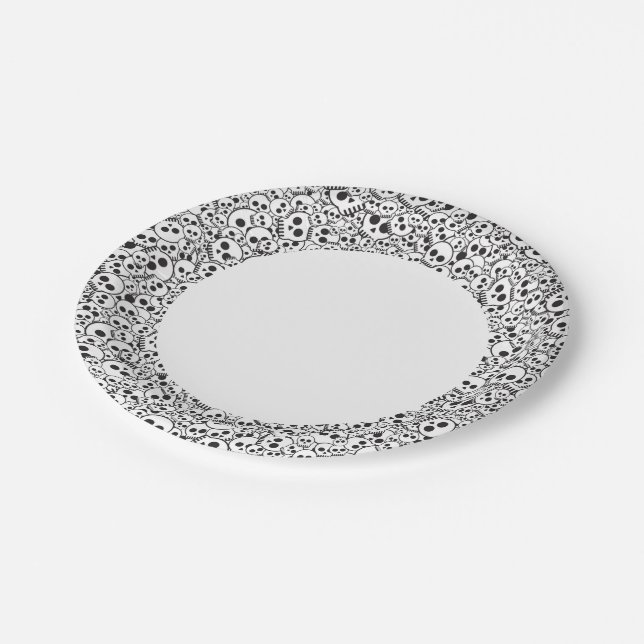 Pattern with skulls paper plates (Angled)