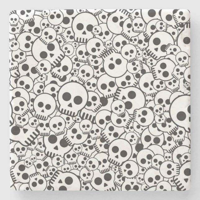Pattern with skulls stone coaster (Front)
