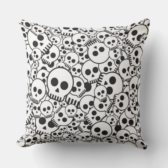 Pattern with skulls throw pillow (Front)