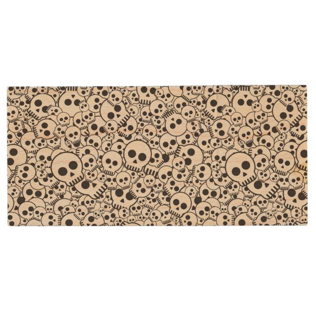 Pattern with skulls wood flash drive (Front)