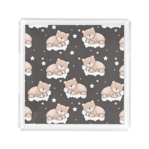 pattern with small bear sleeping acrylic tray