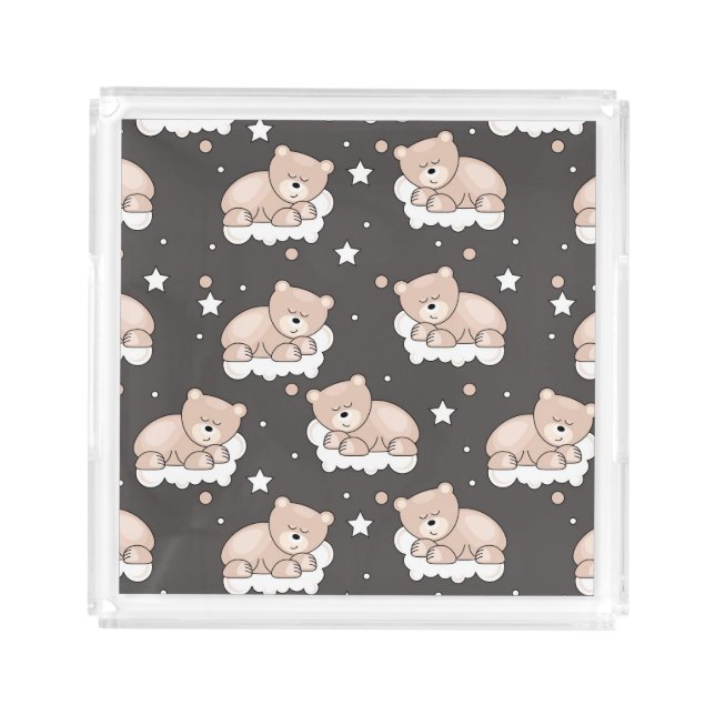 pattern with small bear sleeping acrylic tray (Front)
