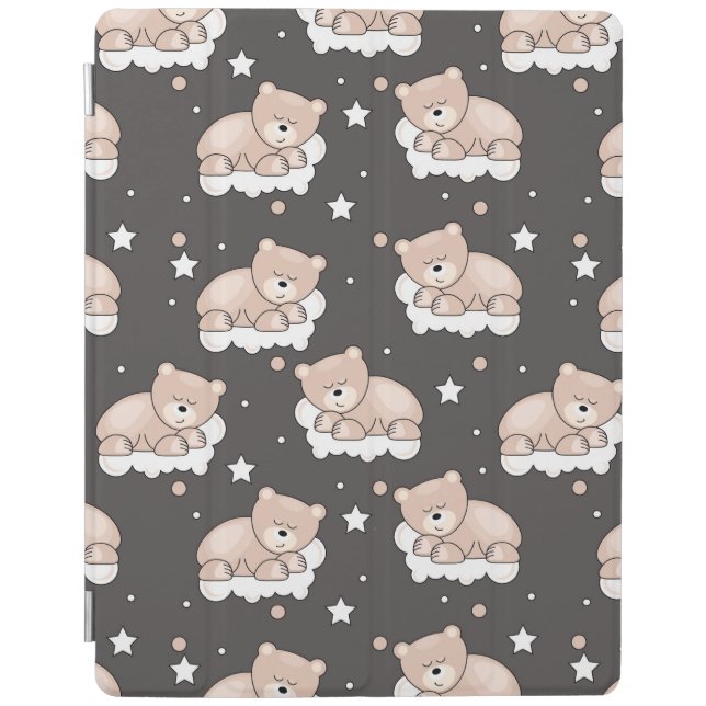 pattern with small bear sleeping iPad smart cover (Front)