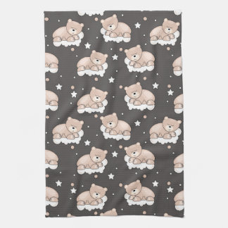 pattern with small bear sleeping kitchen towel