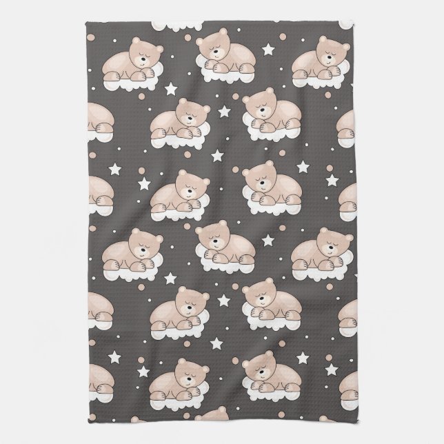 pattern with small bear sleeping kitchen towel (Vertical)