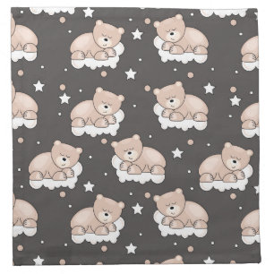 pattern with small bear sleeping napkin