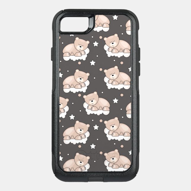 pattern with small bear sleeping otterbox iPhone case (Back)