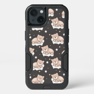 pattern with small bear sleeping iPhone 13 case