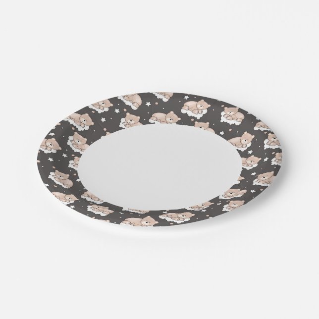 pattern with small bear sleeping paper plates (Angled)