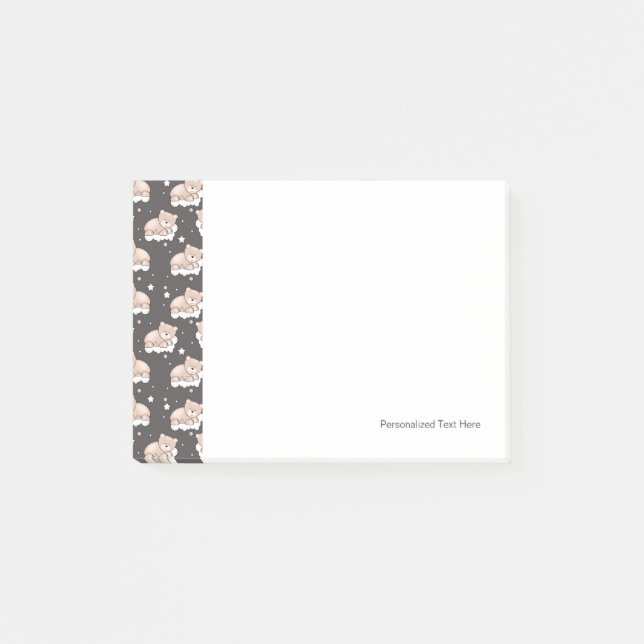 pattern with small bear sleeping post-it notes (Front)