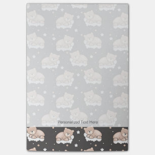 pattern with small bear sleeping post-it notes