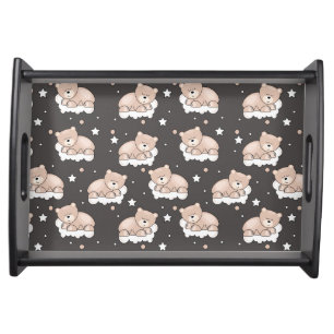 pattern with small bear sleeping serving tray