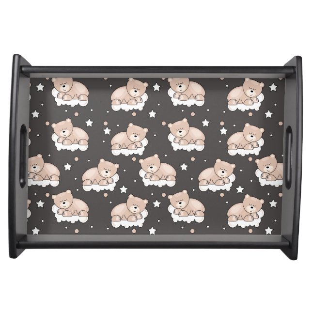 pattern with small bear sleeping serving tray (Front)