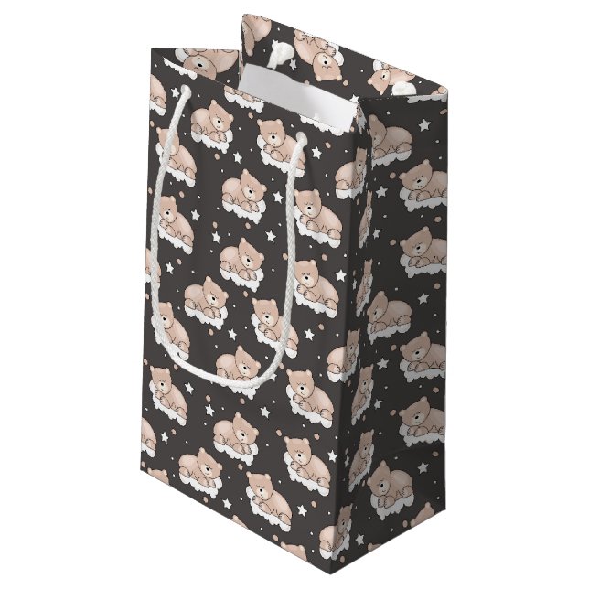 pattern with small bear sleeping small gift bag (Back Angled)