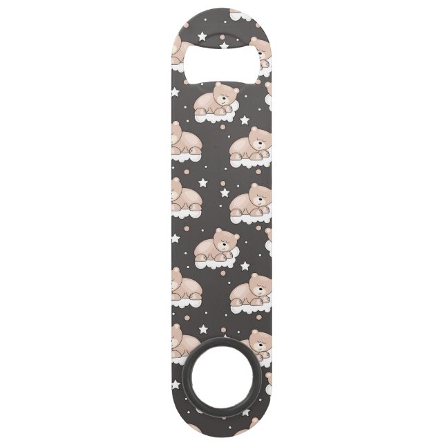 pattern with small bear sleeping speed bottle opener (Front)