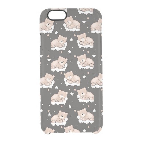 pattern with small bear sleeping clear iPhone 66S case