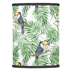 Pattern with toucan and green palm leaves lamp shade