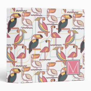 Pattern With Tropical Birds   Add Your Initial Binder