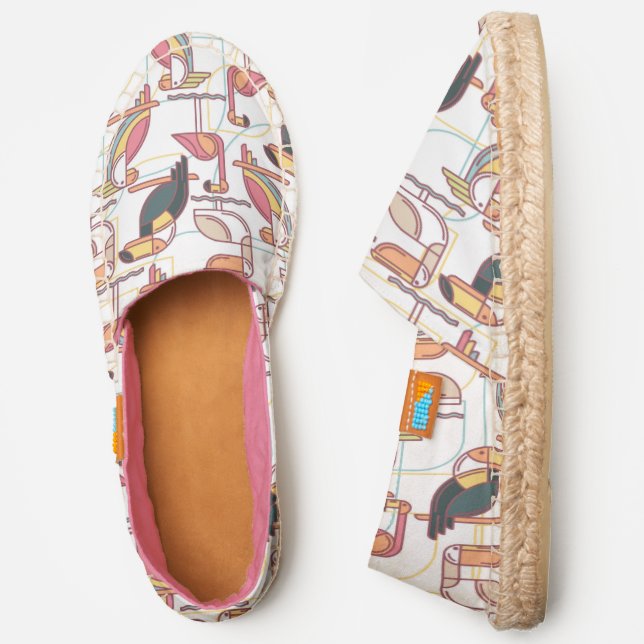 Pattern With Tropical Birds | Add Your Initial Espadrilles (Side)