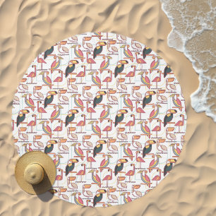 Pattern With Tropical Birds Beach Towel