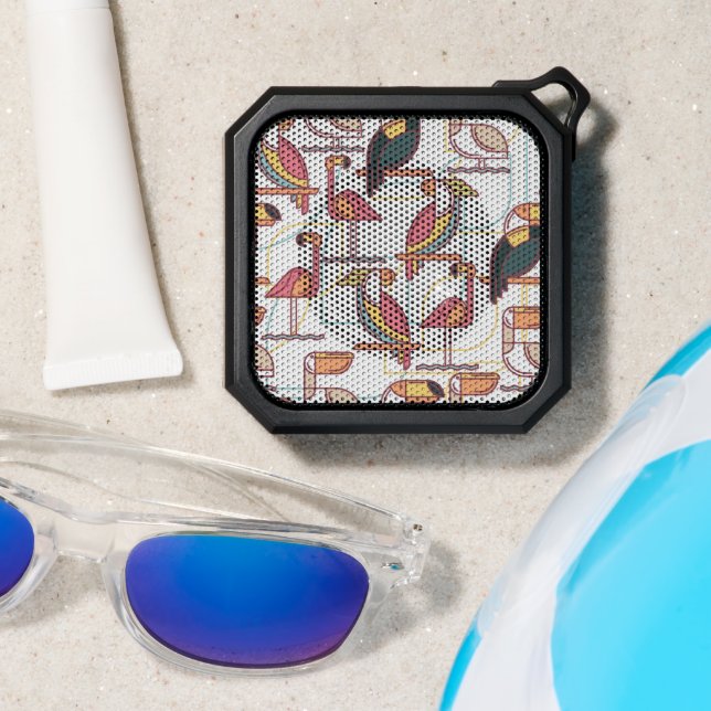 Pattern With Tropical Birds Bluetooth Speaker (Insitu(Beach))