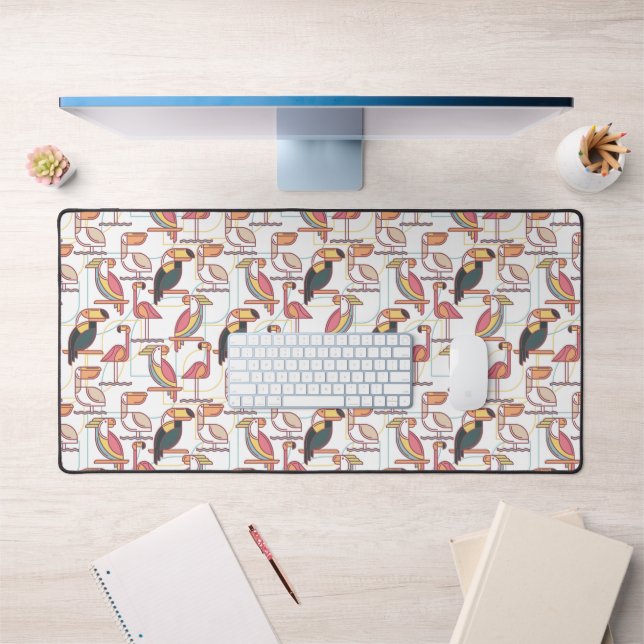 Pattern With Tropical Birds Desk Mat (Office 1)