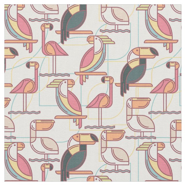Pattern With Tropical Birds Fabric (Close Up)