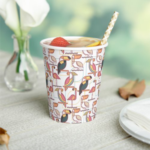 Pattern With Tropical Birds Paper Cups