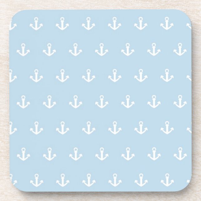 Pattern with white anchors on blue coaster (Front)