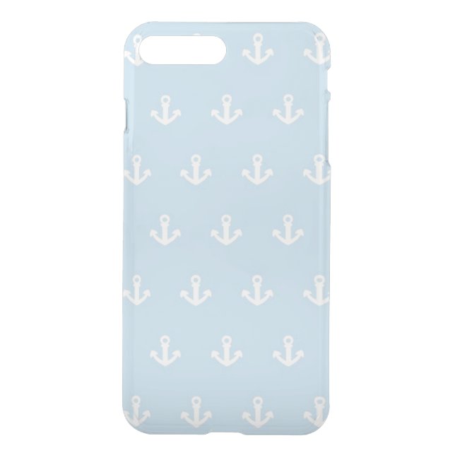 Pattern with white anchors on blue uncommon iPhone case (Back)