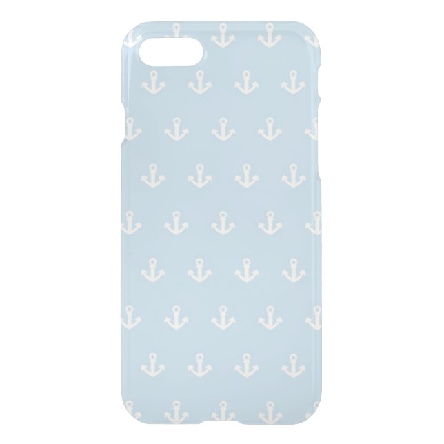 Pattern with white anchors on blue uncommon iPhone case (Back)