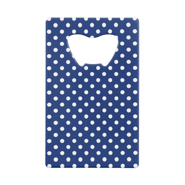 Pattern with white polka dots credit card bottle opener (Front)