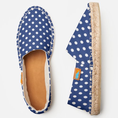 Pattern with white polka dots espadrilles