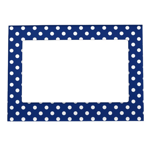 Pattern with white polka dots magnetic photo frame (Front)