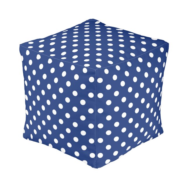 Pattern with white polka dots pouf (Angled Front)
