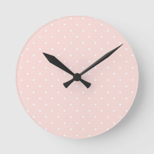 Pattern with white polka dots round clock