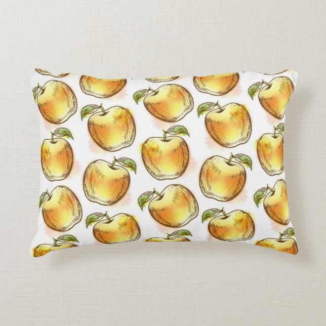 Pattern with yellow apple accent pillow (Front)