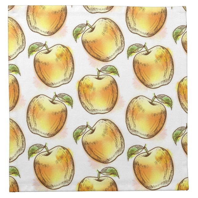 Pattern with yellow apple cloth napkin (Front)