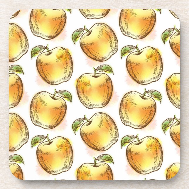 Pattern with yellow apple drink coaster (Front)